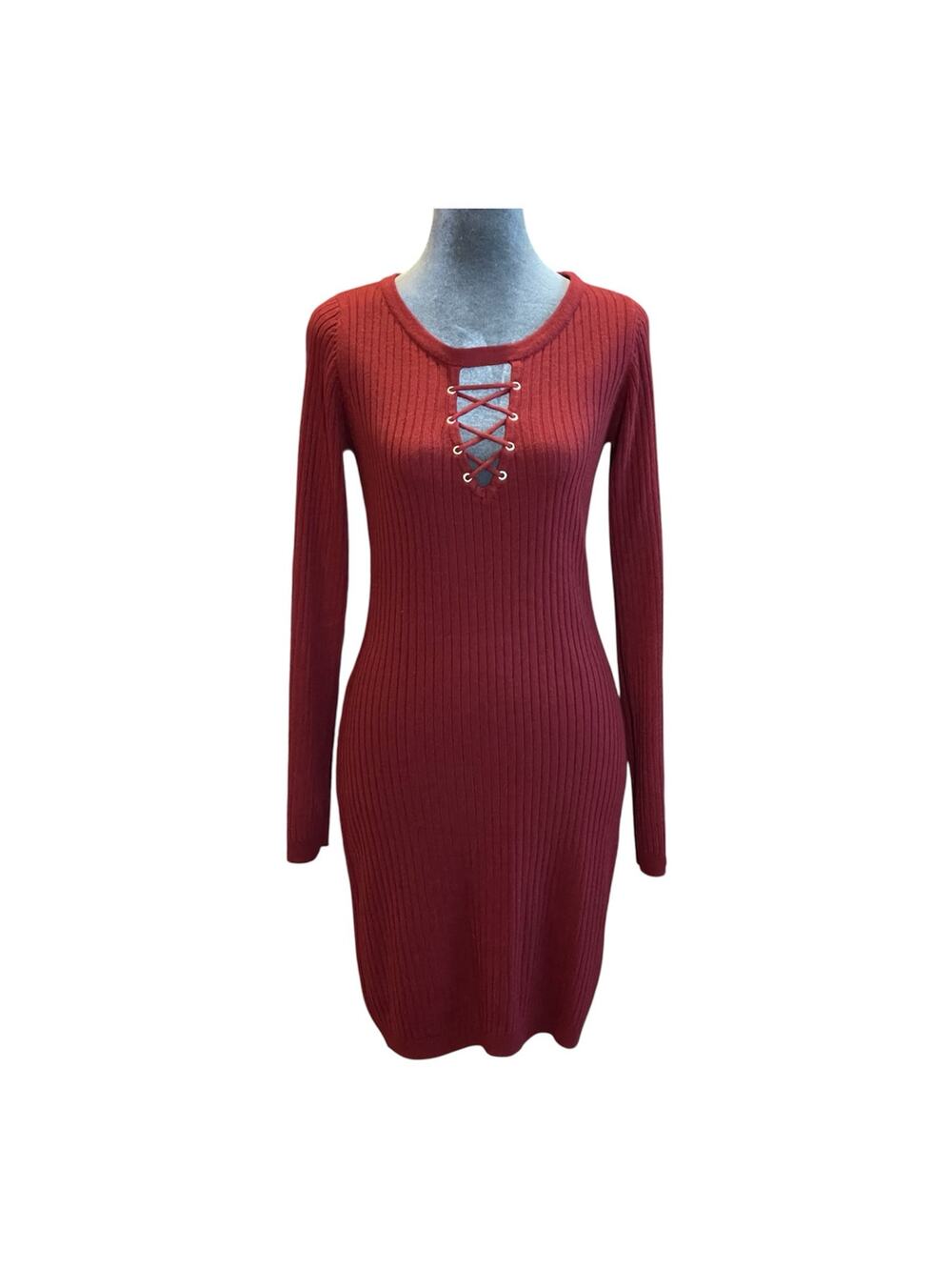 Planet Gold Windsor Wine Long Sleeve Short Sweater Dress Size Medium